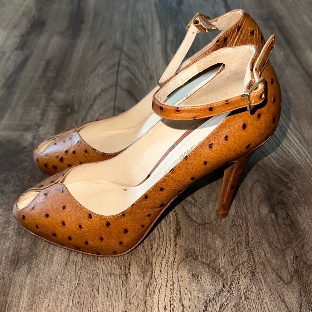 Rebecca Minkoff Tan Peep-Toe Heels - Picture 2 of 6